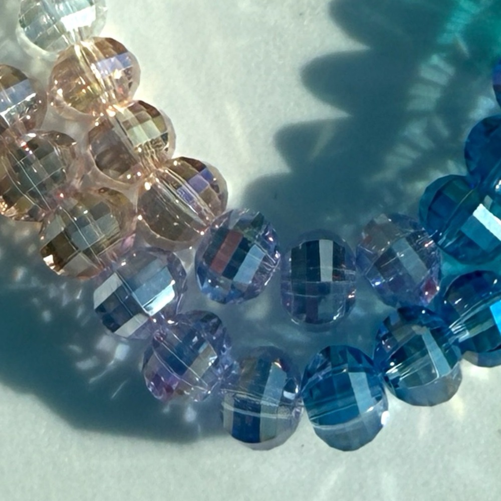 Glass Rainbow Disco Cut Faceted 8mm Rondel Beads‎ Strand - 50+ Beads - Picture 4 of 4